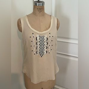 Floreat embroidered silk beaded tank top